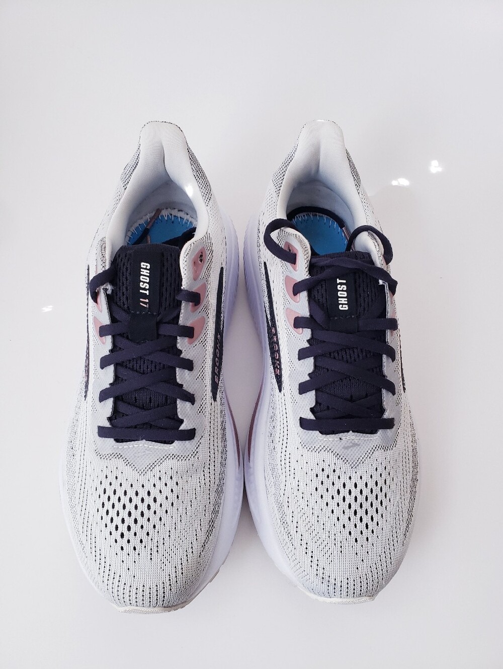 Brooks Ghost 17 Women's Running Shoes White Black Rose Gold - Picture 12 of 16